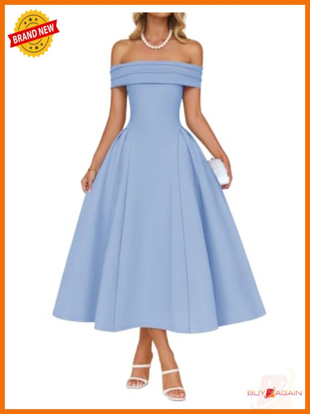 Off Shoulder Midi Cocktail Dress Ruched A-Line Viscose Blend